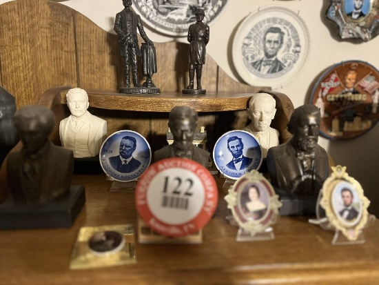 Contents of High Boy Chest: Assorted Presidential Figurines, Busts, etc.