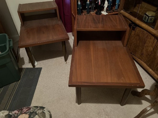 (2) Retro Wooden End Tables, 1 Wooden Plant Stand, Vintage Magnavox Tube TV