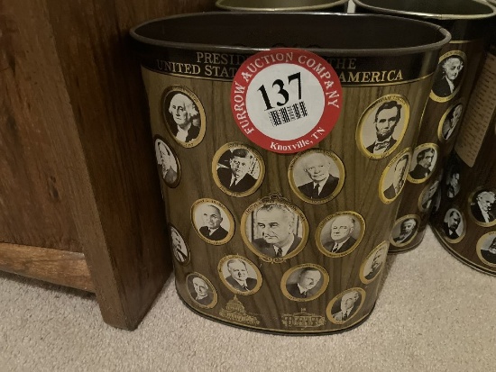 (4) Presidential Themed Waste Cans