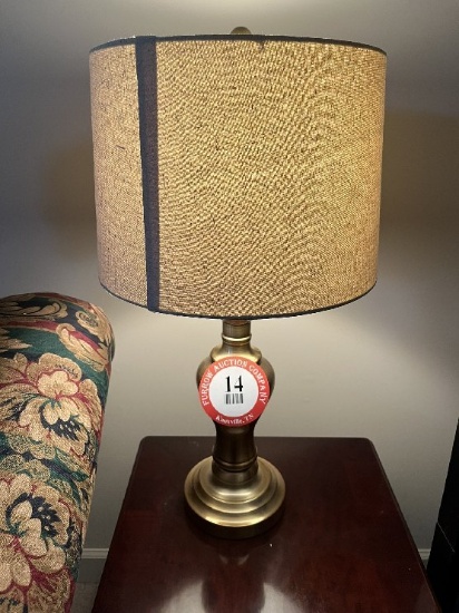 Pair of Brass Table Lamps with Shades