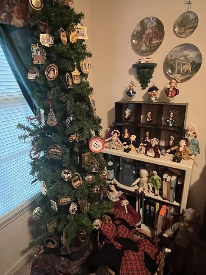 Christmas Tree Decorated in Presidential & Historical Themed Ornaments