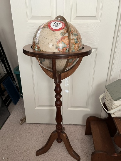 World Globe on Single Pedestal Wooden Pedestal