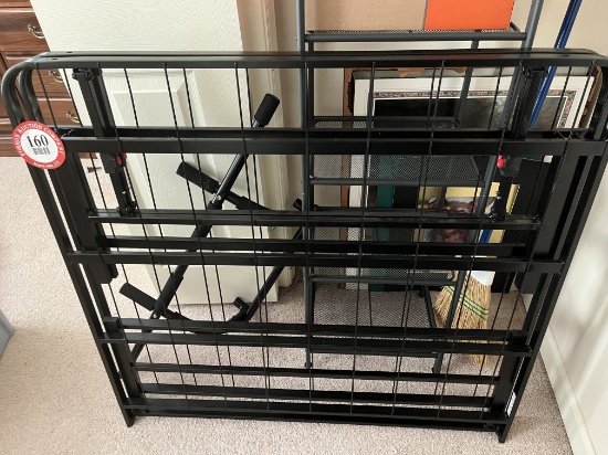 Folding Metal Cot Frame, Metal 5 Shelf Unit, Pull Up Bar, Framed Prints, etc.