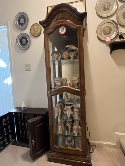 Lighted Wooden Curio Cabinet with Glass Sides & Glass Door