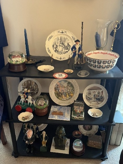 Decorative 3 Shelf Wooden Shelving Unit plus Contents , Presidential Themed