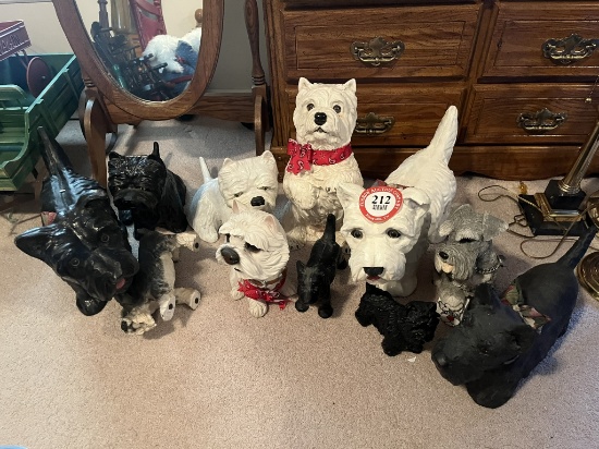 Assortment of 11 Large Sized Dog Statues