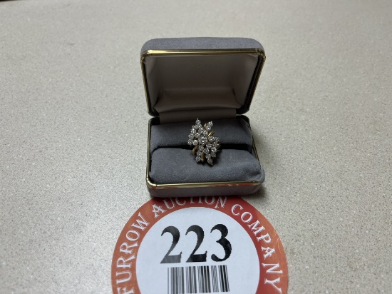 14K Gold Diamond Cluster Ring