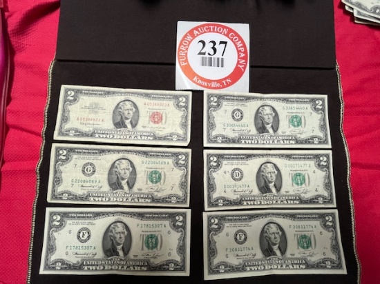 (9) Series 1976 $2.00 Dollar Bills, (1) Series 1963 $2.00 Dollar Bill, plus