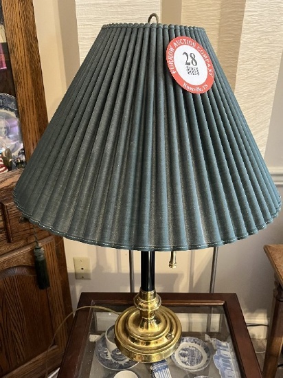 Two Brass Based Table Lamps with Shades