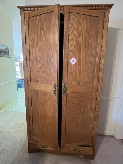 Wooden 2 Door Armoire with Two Bottom Drawers