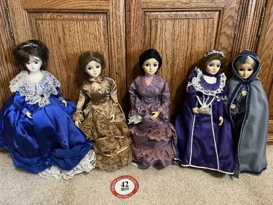 Large Assortment of Korean Made Victorian Style Dolls