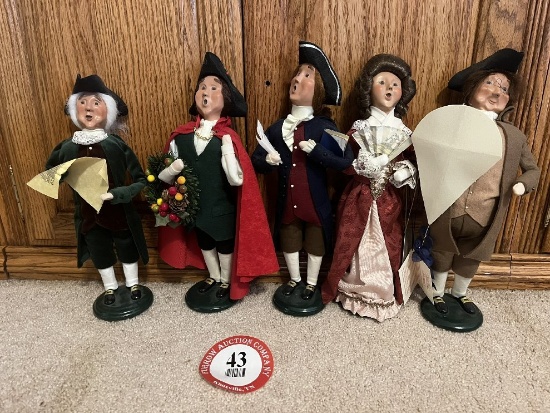 Large Assortment of Williamsburg Christmas Dolls with Caroling Theme