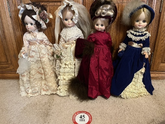 Large Assortment of Young Female, Victorian Dressed Dolls