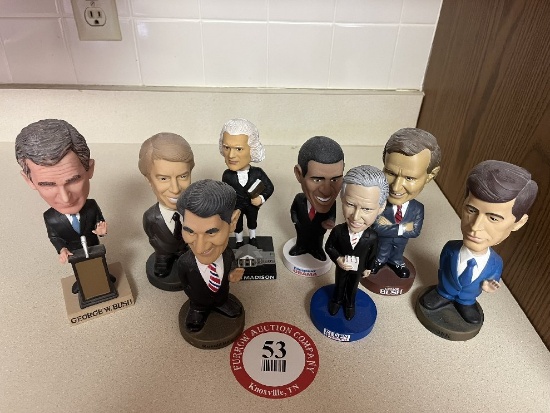 (3) Containers of Assorted US Presidential Bobble Heads