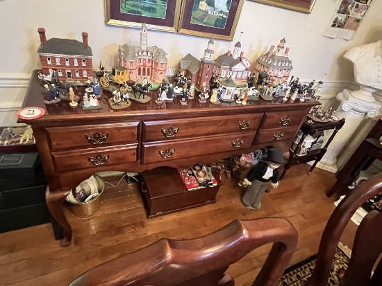 6 Drawer Wooden Buffet, Cherry Finish