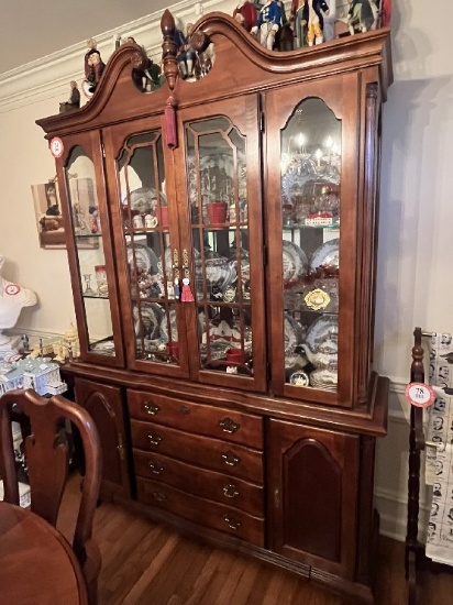 Cherry China Cabinet , 4 Drawers, 4 Doors with 2 Glass Display Doors