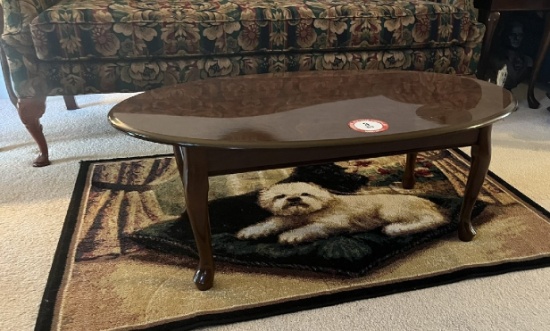 Oval Wooden Coffee Table, Mahogony Finish