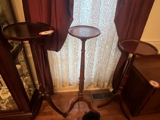 (3) Single Pedestal Wooden Plant Stands