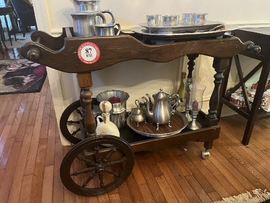 Wooden Tea Cart on Casters
