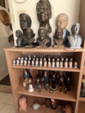 Bookcase & Contents: Various Presidential Busts, Figurines & Decorative Item