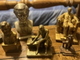 Contents of Wooden Sofa Table: Presidential Themed Bust & Figurines