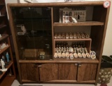 Wooden Entertainment Center plus Contents: Miniature Presidential Busts