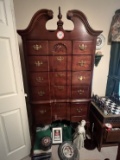 Tall Boy Wooden Chest with 5 Drawers, Dark Cherry Finish