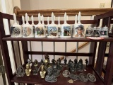 Wooden 3 Shelf Unit with Presidential Busts, Figurines & Bells