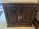 Wooden Display Case & Contents: Collection of Presidential Pewter Statues