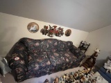 Upholstered Sofa, Green Paisley Pattern