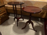 (2) Round Accent Tables: (1) Single Pedestal, (1) with 3 Legs