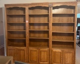 (3) 2 Door 5 Shelf Wooden Bookcases, Oak Finish