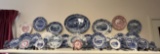 Large Assortment of Flow Blue Pattern Presidential Plates, Small Busts & Figurines