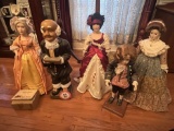 (3) Franklin Heirloom Dolls, (2) Large Figurines, Presidential/Historical Themed