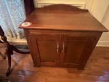 Wooden 2 Door Cabinet plus Contents (printer, cables, etc.)