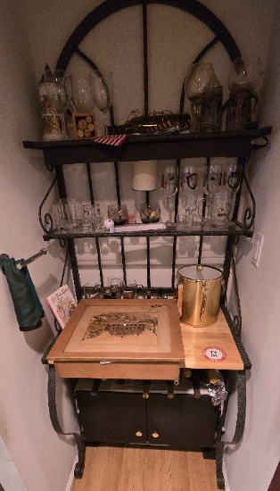 Metal & Wood Wine Rack with 2 Door Cabinet plus Contents - Assorted Stemwar