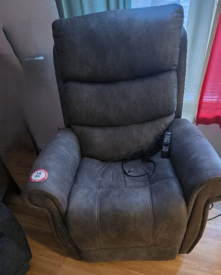 VivaLift Power Lift Recliner Chair, Dark Brown Faux Leather plus Side Table