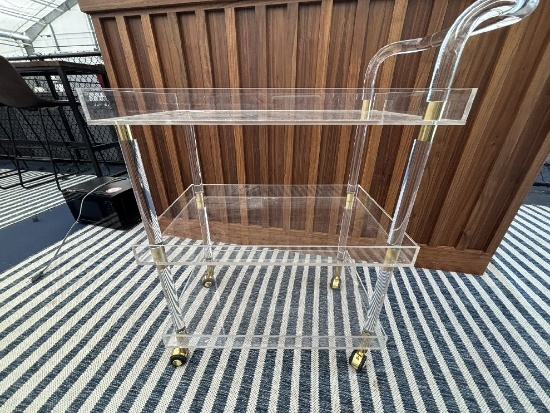 Clear Plexi Glass 3-Shelf Rolling Cart
