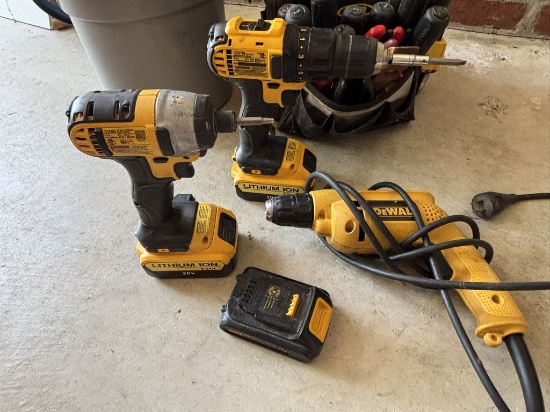 Large Assortment of Dewalt Cordless Drills, Handheld Tools, Screwdrivers, e
