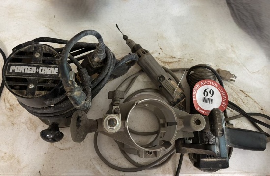 Corded Porter Cable Model 690 Series Router + Aluminum Adjustment Base + Co