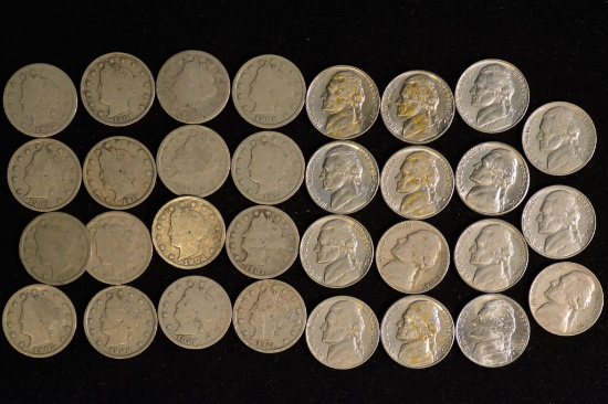 16 V-NICKELS AND 15 JEFFERSON NICKELS