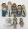 8 PCS - 7 BISQUE DOLLS & 1 CHINA HEAD DOLL