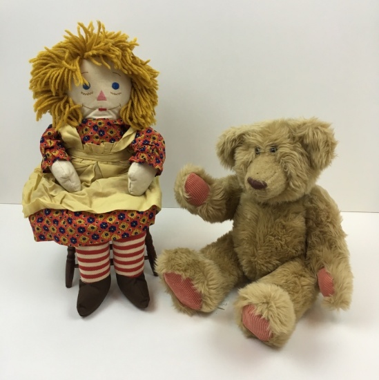 RAGGEDY ANN DOLL & TEDDY BEAR