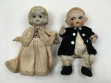 2 BISQUE BISQUE JOINTED DOLLS