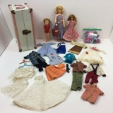 DOLL TRUNK WITH VINTAGE KEN & BARBIE SIZED ITEMS