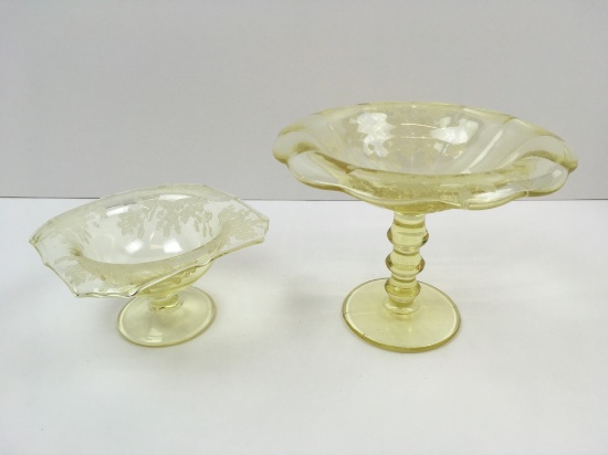 2 PCS OF PADEN CITY "ARDITH" YELLOW GLASSWARE