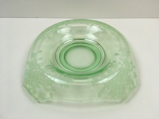 PADEN CITY "ARDITH" GREEN VASELINE CONSOLE  BOWL