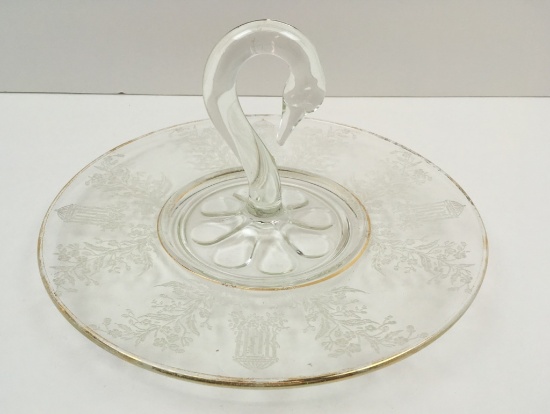 PADEN CITY  "GAZEBO" CLEAR SANDWICH PLATE