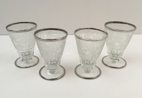 4 PADEN CITY "SPRING ORCHARD" CLEAR TUMBLERS