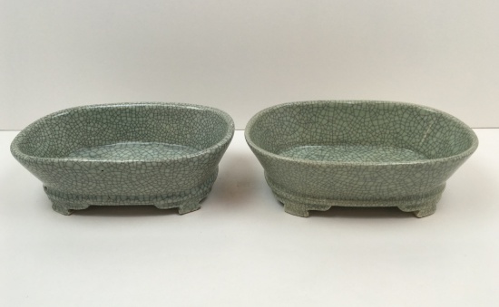 2 PCS OF CHINESE CRACKLE GLAZED POTTERY BOWLS